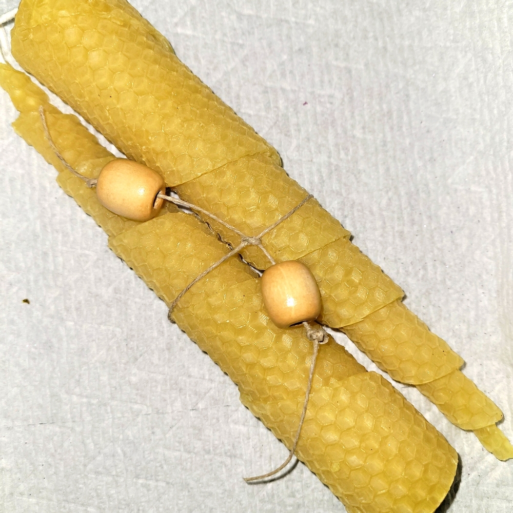 Pair of Natural Beeswax Taper Candles